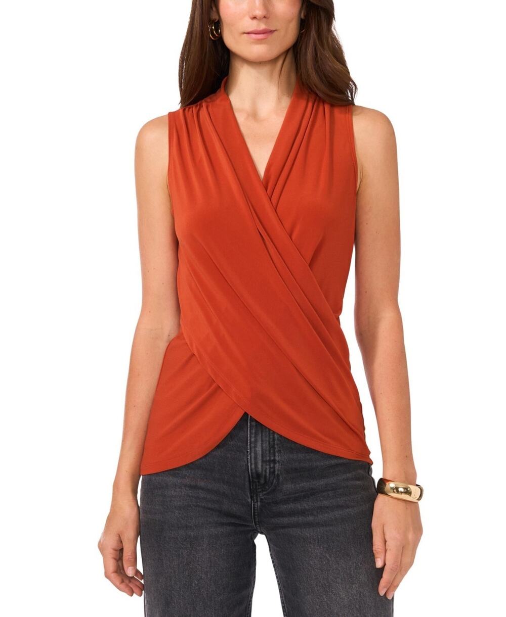 Vince Camuto Women's Crossover Sleeveless Top Rust Size Xs 3985